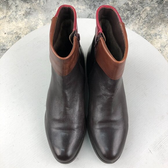 Canal Grande Women's Size 37 Pauline Dark Brown Red Side Zip Ankle Booties 13627 - Picture 3 of 16